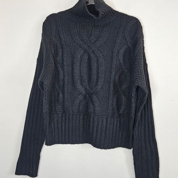 Express Black Cable Knit Turtleneck Sweater NWT Woman's Size Small - Picture 1 of 8
